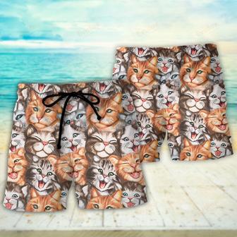 Cat Cute Happy Life With Funny Little Cat Beach Short | Newhawaiianshirts DE