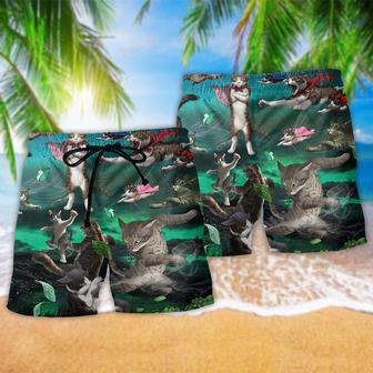 Cat Epic Fight Cool Style Beach Short | Newhawaiianshirts AU