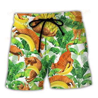 Cat Funny And Jumping Bananas Beach Short | Newhawaiianshirts UK