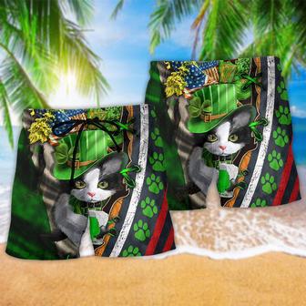 Cat It's Not A Party Until An Irish Cat Show Up Beach Short | Newhawaiianshirts AU