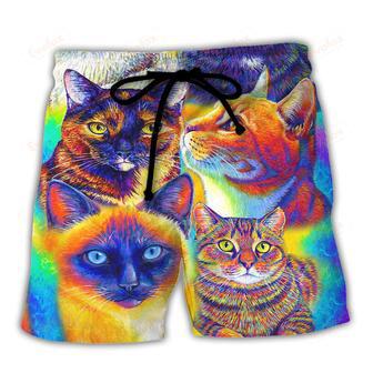 Cat Love Life Colorful Style Beach Short | Newhawaiianshirts AU