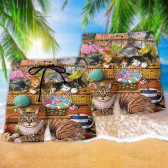 Cat Love Wool Roll Lovely Kitten Beach Short | Newhawaiianshirts