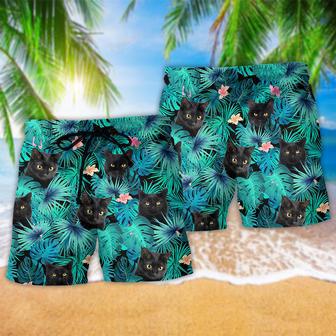 Cat Lover Black Cat Beach Short | Newhawaiianshirts AU