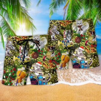 Cat Merry Christmas Angel Beach Short | Newhawaiianshirts UK