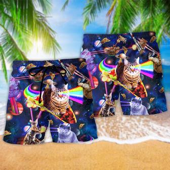 Cat Ride Food In Space Funny Beach Short | Newhawaiianshirts AU