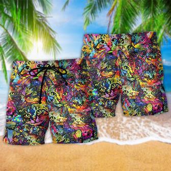 Cat Smile Colorful Cats Beach Short | Newhawaiianshirts AU