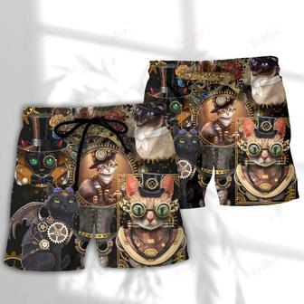 Cat Steampunk Art Keep Calm And Steampunk Beach Short | Newhawaiianshirts