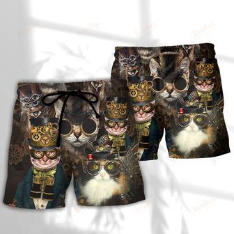 Cat Steampunk Art Machines Lover Beach Short | Newhawaiianshirts CA