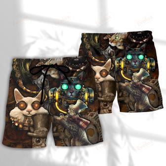 Cat Steampunk Art Steal Heart Beach Short | Newhawaiianshirts CA