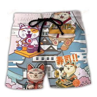 Cat Sushi Lovely Beach Short | Newhawaiianshirts AU