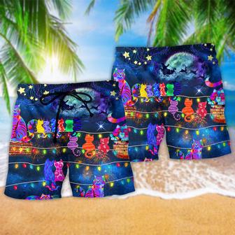 Cat The Jolly Cats On Roofs Christmas Beach Short | Newhawaiianshirts AU