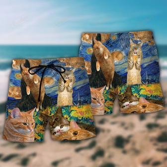 Cat The Sight Of Stars Makes Cats Dream Cool Beach Short | Newhawaiianshirts UK