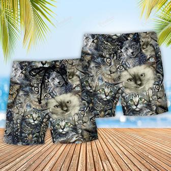 Cat Vintage Neutral Flower Cool Beach Short | Newhawaiianshirts CA