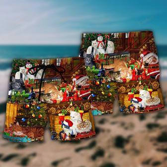 Cat With Toys Train Christmas Beach Short | Newhawaiianshirts DE