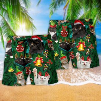 Cats Meowy Mas Christmas Colorful Beach Short | Newhawaiianshirts AU