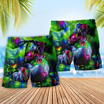 Chicken A Crowing Rooster Funny Neon Beach Short | Newhawaiianshirts DE