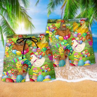 Chicken In Farm Easter Eggs Beach Short | Newhawaiianshirts UK