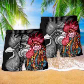 Chicken Rooster Black And Color Style Beach Short | Newhawaiianshirts DE