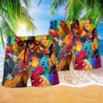 Chicken Rooster In Farm Beach Short | Newhawaiianshirts AU