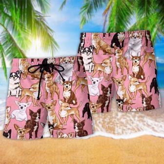 Chihuahua Dog Pink Basic Background Beach Short | Newhawaiianshirts AU