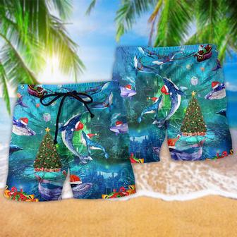 Chirstmas Whales Under The Sea Beach Short | Newhawaiianshirts AU