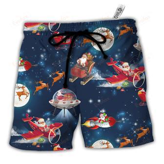 Christmas Astronaut Santa Claus Beach Short | Newhawaiianshirts AU