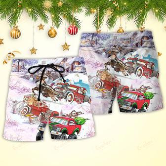 Christmas Car Run Xmas Hohoho Beach Short | Newhawaiianshirts