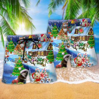 Christmas Cats Santa Love Gift Beach Short | Newhawaiianshirts AU