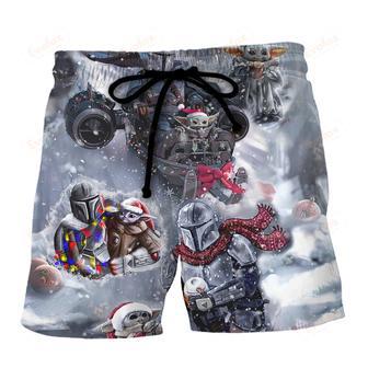 Christmas Celebrates the Holidays With The Mandalorian & Baby Beach Short | Newhawaiianshirts AU