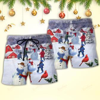 Christmas Children Love Snowman In The Christmas Town Beach Short | Newhawaiianshirts CA