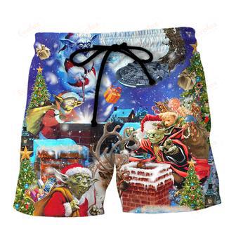 Christmas Christmas Up On Rooftop Santa's Busiest Night With Spaceship Beach Short | Newhawaiianshirts UK