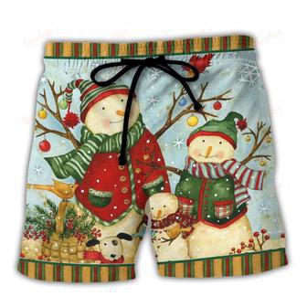 Christmas Cutie Snowman Happy Xmas Beach Short | Newhawaiianshirts