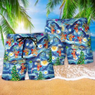 Christmas Dancing Reindeers Happy Beach Short | Newhawaiianshirts UK