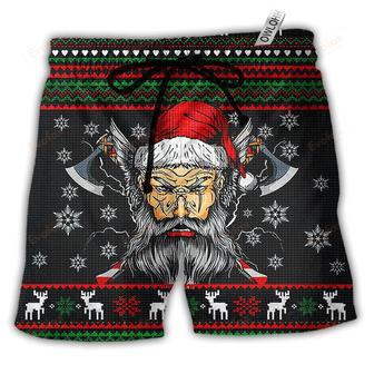 Christmas Deck Valhalla With Skull Of Glory Beach Short | Newhawaiianshirts