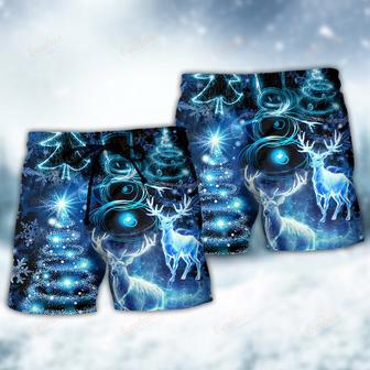 Christmas Deer Snowman Tree Glow Light Style Beach Short | Newhawaiianshirts DE