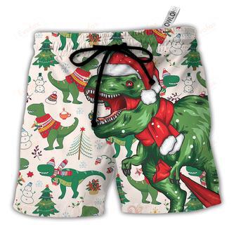 Christmas Dinosaurs Xmas Tree T-rex Merry Rexmas Beach Short | Newhawaiianshirts CA