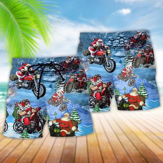 Christmas Driving With Santa Claus Beach Short | Newhawaiianshirts