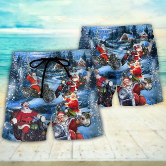 Christmas Driving With Santa Claus In Town Beach Short | Newhawaiianshirts DE