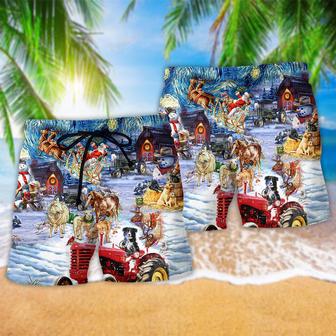 Christmas Farmer Merry Xmas Lover Beach Short | Newhawaiianshirts UK