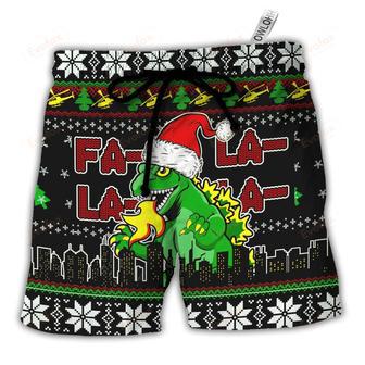 Christmas Godzila Falalalala Xmas Beach Short | Newhawaiianshirts AU