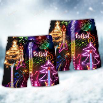 Christmas Guitar Tree Happy Glow Light Style Beach Short | Newhawaiianshirts DE