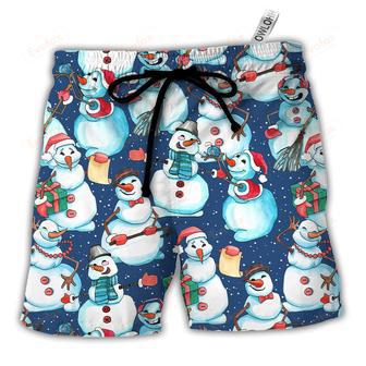 Christmas Happy Snowman Xmas Beach Short | Newhawaiianshirts AU