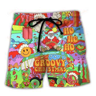 Christmas Hippie Santa Bus Peace Beach Short | Newhawaiianshirts AU