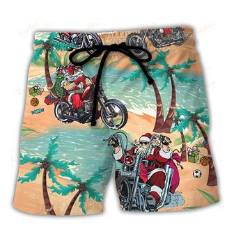 Christmas In July Driving With Santa Claus On Summer Beach- Beach Short | Newhawaiianshirts UK