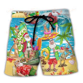 Christmas In July Santa Claus Surfing And Enjoy Summer Beach Beach Short | Newhawaiianshirts CA