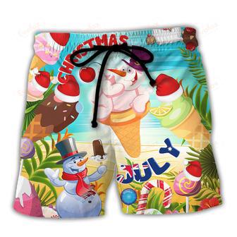 Christmas In July Snowman Ice Cream Funny Summer Beach Short | Newhawaiianshirts DE