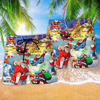 Christmas Jumping On Skateboard Beach Short | Newhawaiianshirts