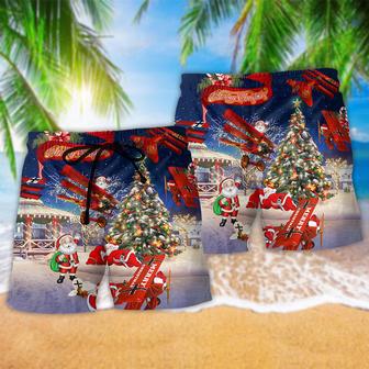 Christmas No Reindeer Any More Santa Loves Airplane Beach Short | Newhawaiianshirts DE