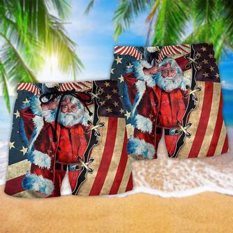 Christmas Patriot Santa Clause Beach Short | Newhawaiianshirts AU