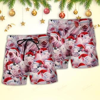 Christmas Piggies Funny Xmas Is Coming Art Style Beach Short | Newhawaiianshirts AU